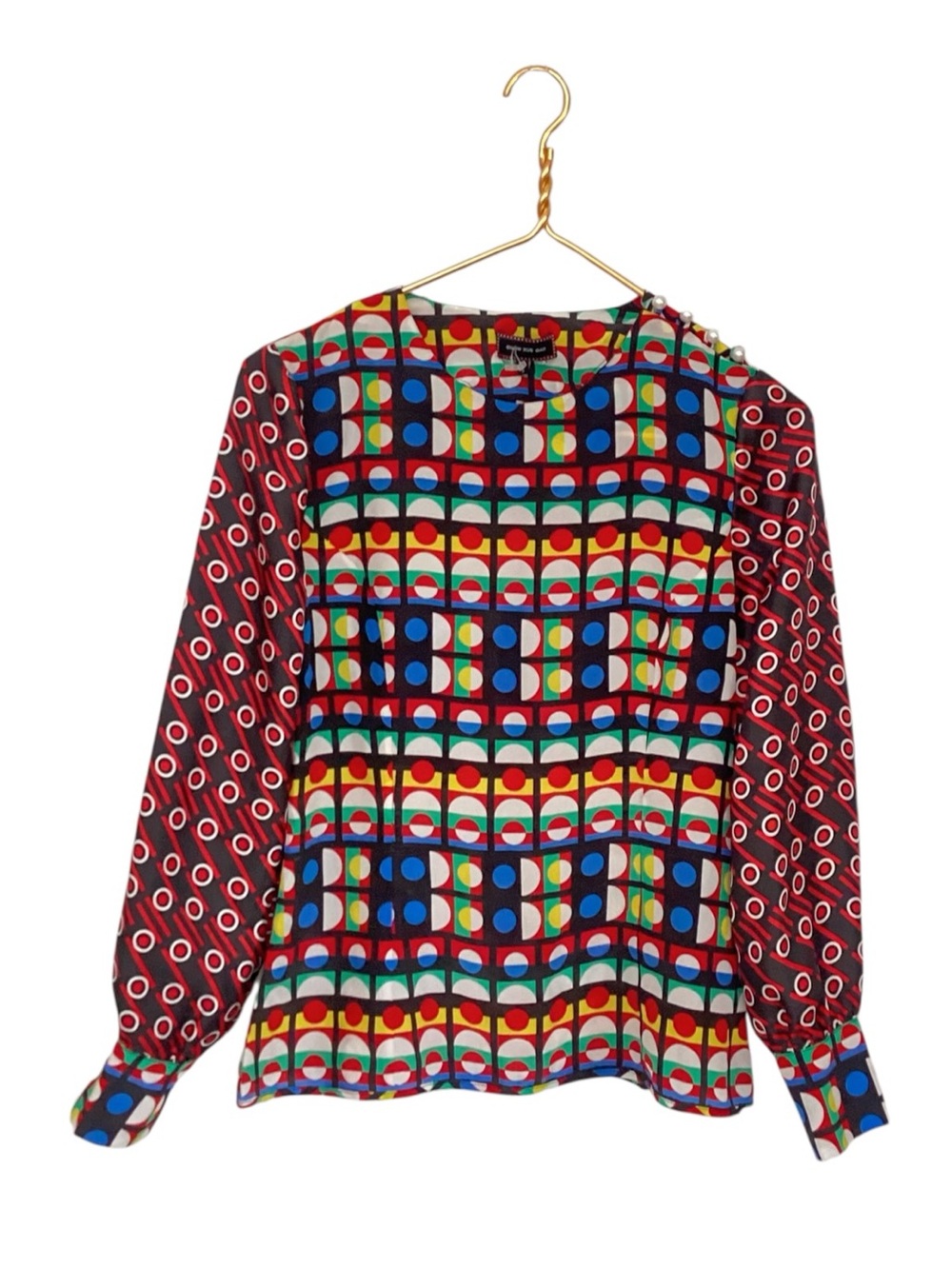 Snow Xue Gao Chinese Silk Abstract Circle Retro Silk Artsy Long Funky Shirt 8